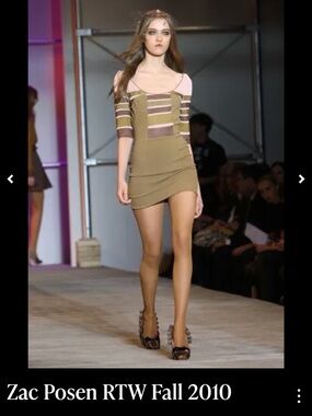 Zac Posen Fall 2010 Ready To Wear Olive Green Pink Purple Striped Sheath Dress 4